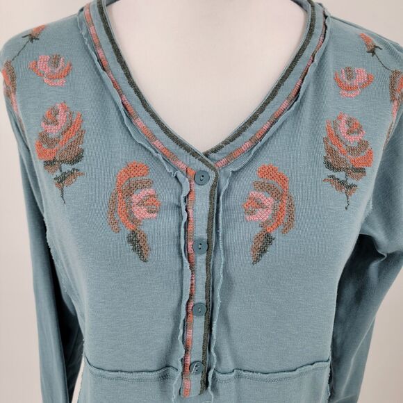 Canyon Retreat Top Women's Small Floral Embroidered V Neck - Picture 7 of 10
